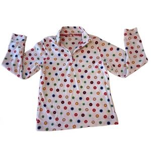 Lands End Fleece Half-Zip kids Pullover with Multicolor Polka Dots. L/14